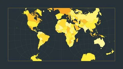 World Map. Guyou hemisphere-in-a-square projection. Futuristic world illust.. イラスト素材
