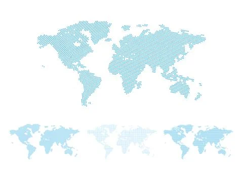 World map halftone illustration set Stock Illustration