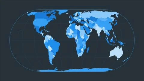 World Map. Herbert Hufnage's pseudocylindrical equal-area projection. Futur.. イラスト素材