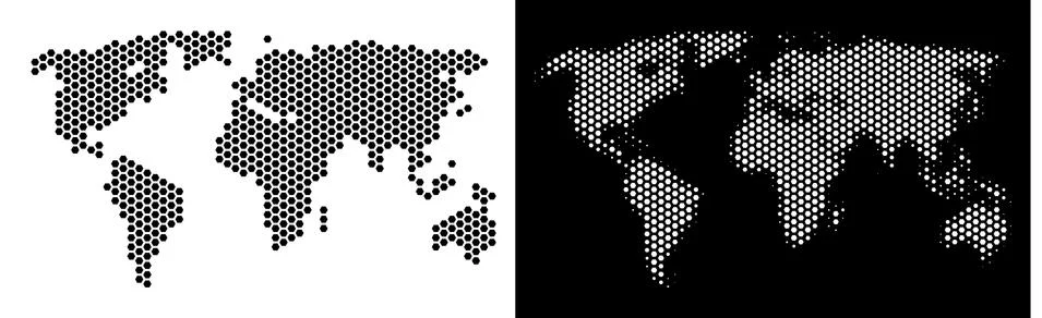 World Map Hex Tile Abstraction 库存插图