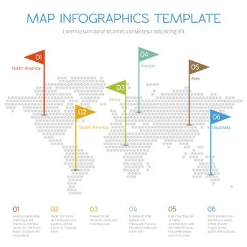 World map of hexagon. Internet vector infographic with business charts and Illustrazione stock