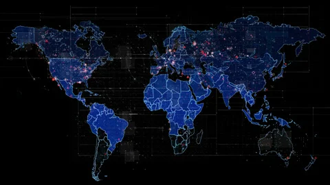 World Map Hi-Tech Animation Continentes Видео 140355333