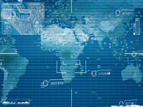 World   Map   High Tech   Scanning   blue   SD Stock Footage 71698848