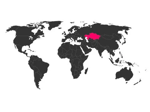 World map with highlighted Kazakhstan Stock Illustration