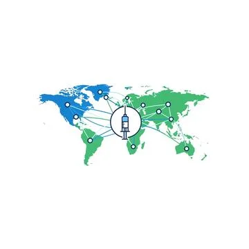 World map with a highlighted location on it Stock Illustration