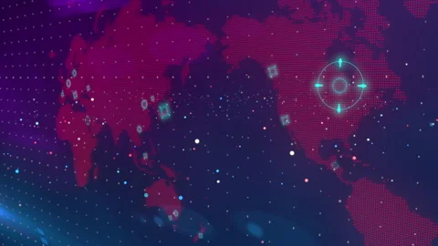 World map hologram dots digital technology animation Stock Footage 153507915