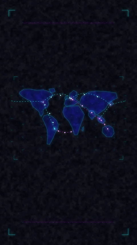 World map hologram motion graphic loop with digital globe network technology Vidéo 346740894