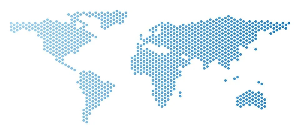 World Map Honeycomb Scheme Ilustração Stock