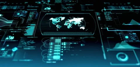 World map hud element cool animation 4K video and internet technology Vídeos de archivo 164420032