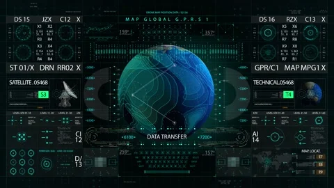 World map HUD interface display Stock Footage 172224536