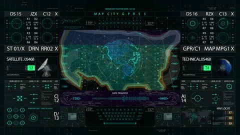World map HUD interface display Stock Footage 172224768