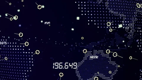 World Map Hud.Abstract Futuristic 3D animation. Stock Footage 70955830