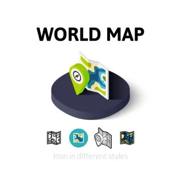 World map icon in different style Stock Illustration