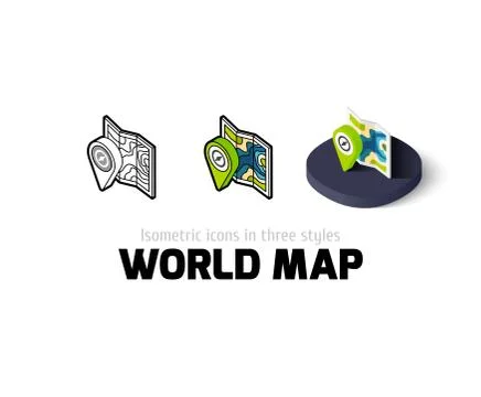 World map icon in different style Stock Illustration