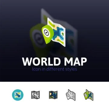 World map icon in different style Stock Illustration