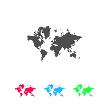 World map icon flat Stock Illustration