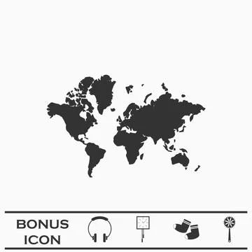 World map icon flat Stock Illustration