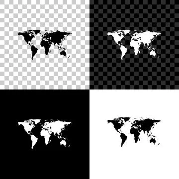 World map icon isolated on black, white and transparent background. Vector イラスト素材