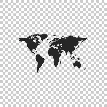 World map icon isolated on transparent background. Flat design. Vector Stock Illustration