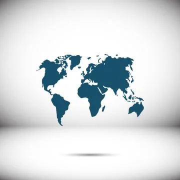 World map icon stock vector illustration flat design Stock Illustration