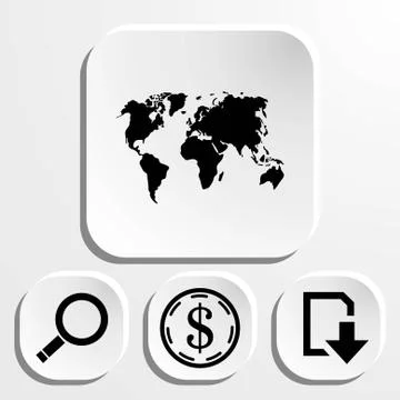 World map icon stock vector illustration flat design Stock Illustration
