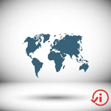 World map icon stock vector illustration flat design Stock Illustration