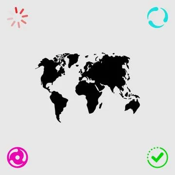 World map icon stock vector illustration flat design Stock Illustration