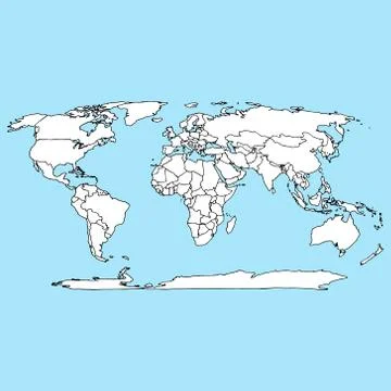 World map icon. Vector illustration outline world map. Hand drawn atlas, glob Illustrazione stock