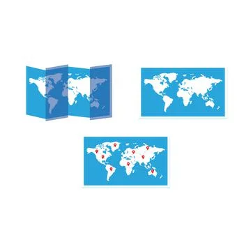 World map icon on white Stock Illustration