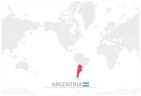 World Map with identification of Argentina Stock Illustration