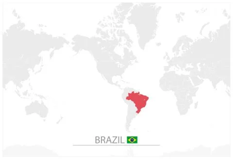 World Map with identification of Brazil Stock Illustration