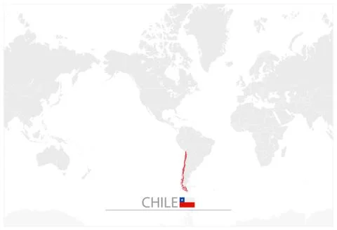World Map with identification of Chile. Map of Chile Stock Illustration