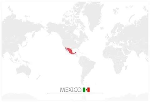 World Map with identification of Mexico Stock Illustration