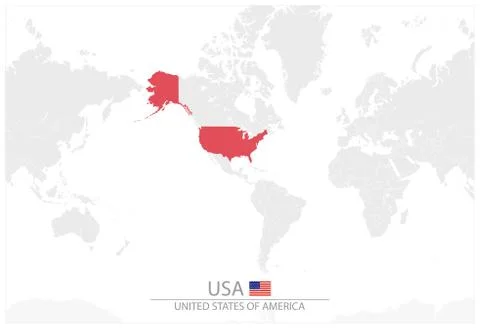World Map with identification of USA Stock Illustration