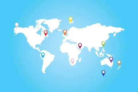 World map illustration isolated on clean background Stock Illustration