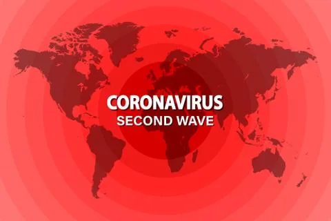 World map with an illustration of the spread of the second wave of coronavirus Stock Illustration
