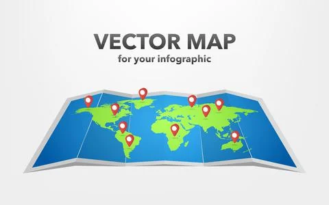 World map with infographic elements, vector illustration Stock Illustration
