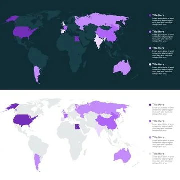 World Map Infographic, Heat Map, Vector Map, Countries Heat Map Stock Illustration