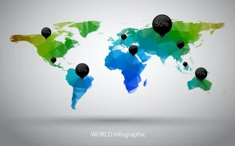 World map infographic Stock Illustration