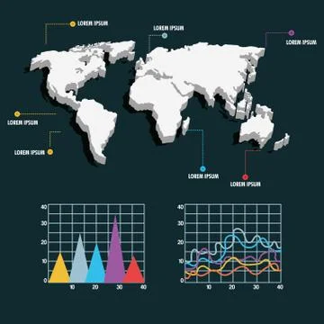 World map infographic information report network Illustrazione stock