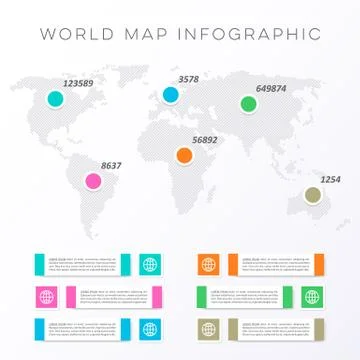 World map infographic template Stockillustratie