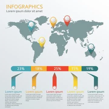 World map Infographic template. Information and infographics design elements. Stock Illustration