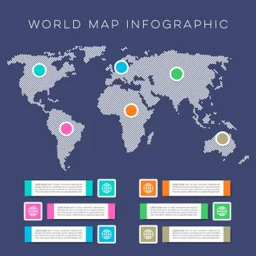World map infographic vector template イラスト素材
