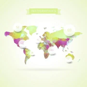 World map with infographics elements Stock Illustration