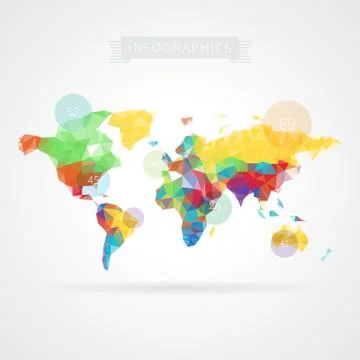 World map with infographics elements Stock Illustration