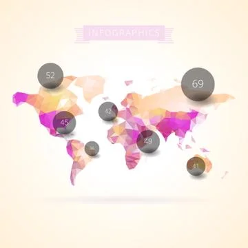 World map with infographics elements Stock Illustration