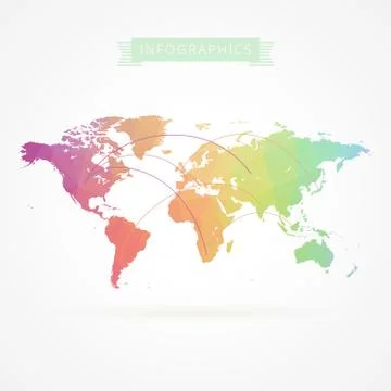 World map with infographics elements Stock Illustration
