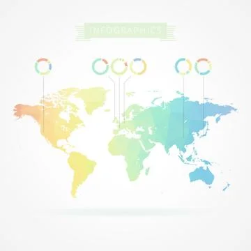 World map with infographics elements Stock Illustration