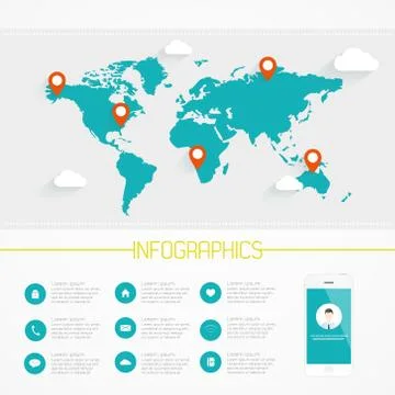 World map infographics. Vector eps10. Stock Illustration