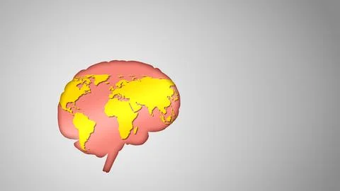 World Map Inside Human Brain Illustrazione stock